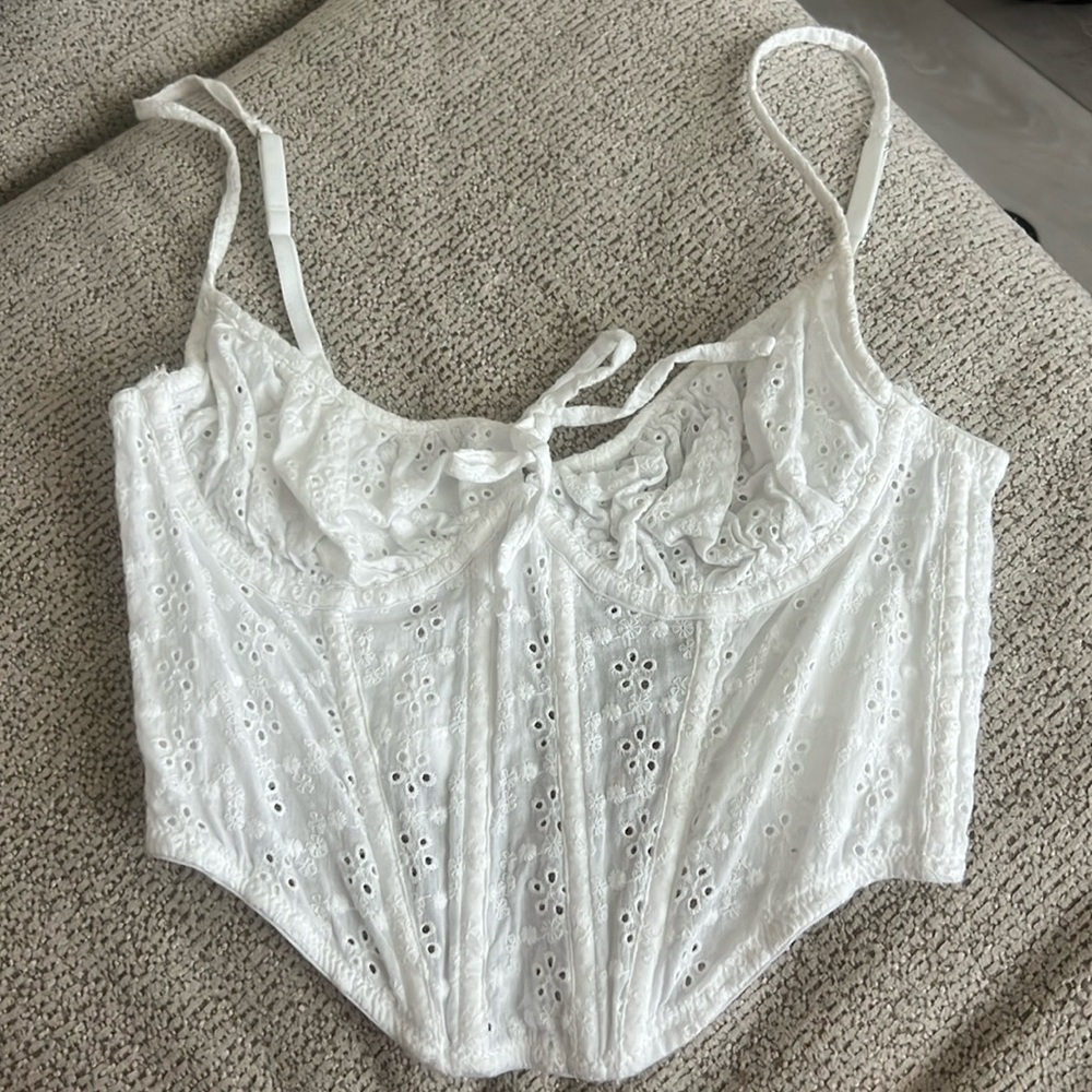 Urban Outfitters White Lace Corset Top